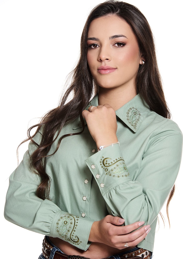 Cropped Camisa Zoe Horse Fem Verde Zh6109 — foto 1