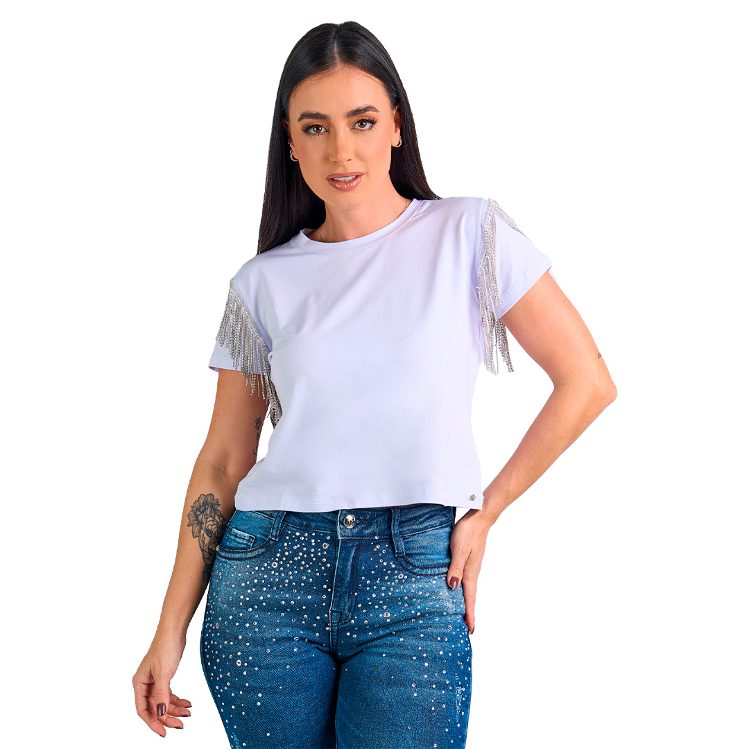 Cropped Miss Country Feminina Glow Branco 3095 — foto 1