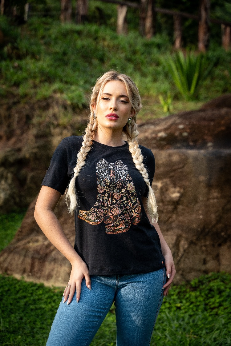 T Shirt Miss Country Boots Preto Msc3286 — foto 1